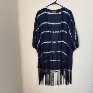 Neiman Marcus Tie-Dye Tassel Trim Cardigan Size Large